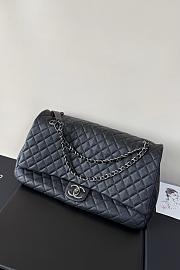 	 Colestore Chanel Maxi Classic Flap Bag in Grained Calfskin Black Silver-Tone Hardware 46.6x29x17cm - 4