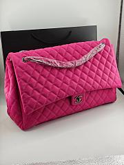 	 Colestore Chanel Maxi Classic Flap Bag in Grained Calfskin Fuchsia Silver-Tone Hardware 46.6x29x17cm - 1