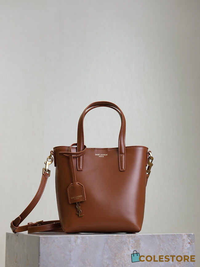Colestore YSL Saint Laurent Mini Toy SHOPPING SAINT LAURENT in box leather in Fox leather 18x17x8cm - 1
