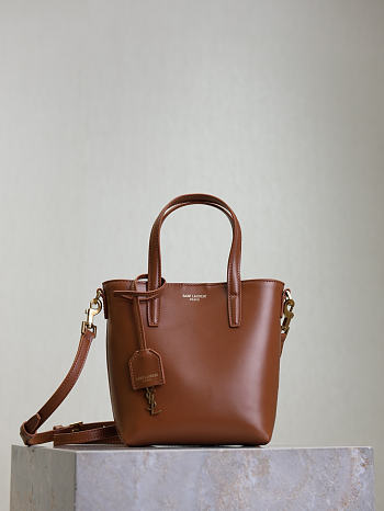 Colestore YSL Saint Laurent Mini Toy SHOPPING SAINT LAURENT in box leather in Fox leather 18x17x8cm