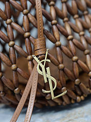 Colestore YSL  Saint Laurent PANIER small in wood beads in Brown 24×20×17cm - 6