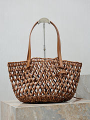 Colestore YSL  Saint Laurent PANIER small in wood beads in Brown 24×20×17cm - 4