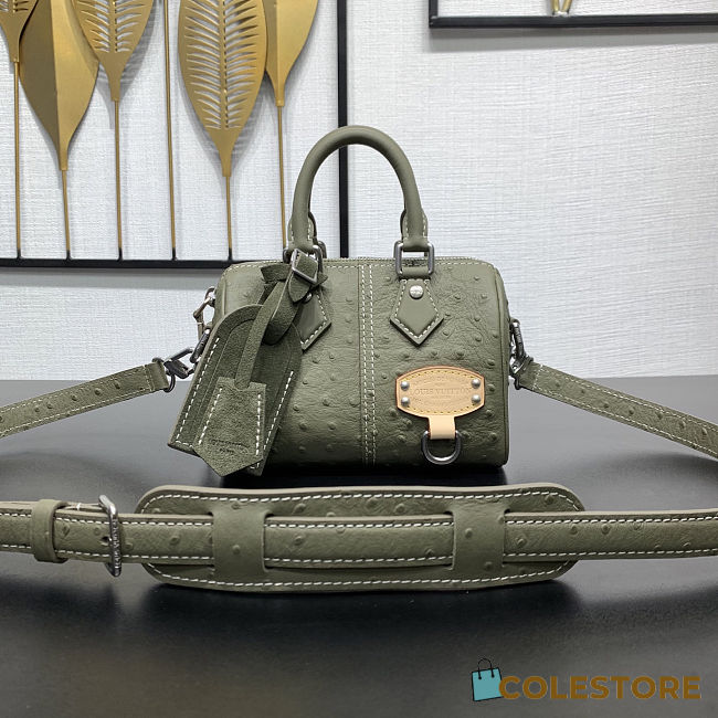 Colestore Louis Vuitton Speedy 18 Bandoulière Khaki Green Ostrich leather, calfskin and suede 18 x 12 x 10 cm - 1
