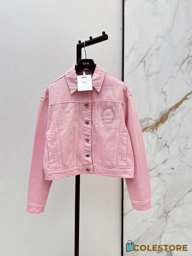 Colestore Dior Médaillon Cropped Jacket Pink Stonewashed Cotton Denim - 1