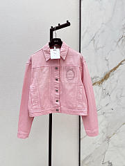 Colestore Dior Médaillon Cropped Jacket Pink Stonewashed Cotton Denim - 1