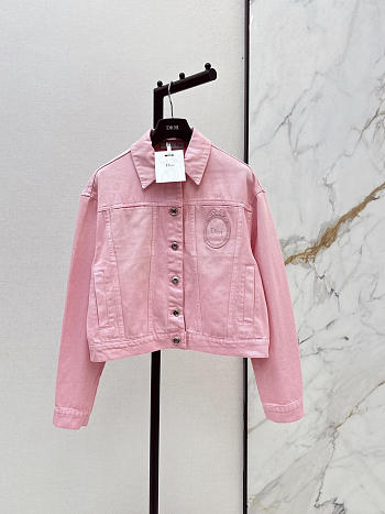 Colestore Dior Médaillon Cropped Jacket Pink Stonewashed Cotton Denim