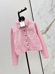 Colestore Dior Médaillon Cropped Jacket Pink Stonewashed Cotton Denim - 5