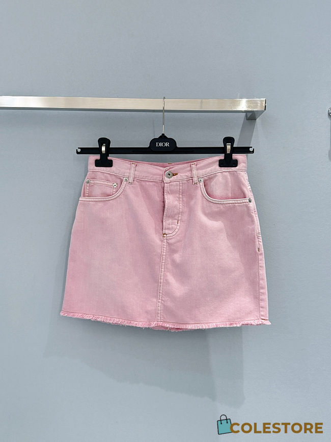 Colestore Dior Mini-skirt Pink stonewashed cotton denim - 1