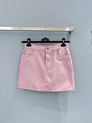 Colestore Dior Mini-skirt Pink stonewashed cotton denim - 1