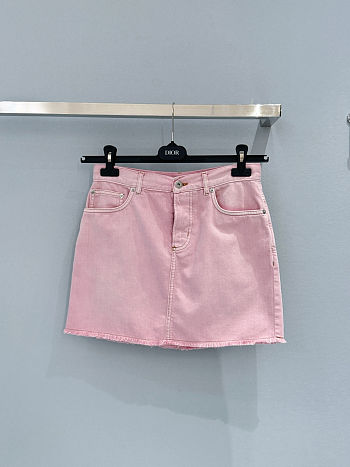 Colestore Dior Mini-skirt Pink stonewashed cotton denim