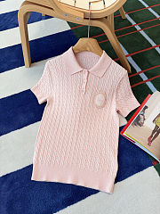 Colestore Dior Médaillon Short Sleeve Sweater Pink cotton and wool braided knit - 1