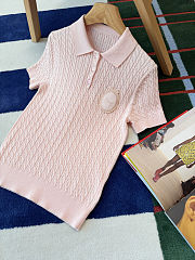 Colestore Dior Médaillon Short Sleeve Sweater Pink cotton and wool braided knit - 5