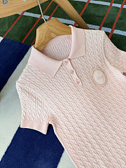 Colestore Dior Médaillon Short Sleeve Sweater Pink cotton and wool braided knit - 2