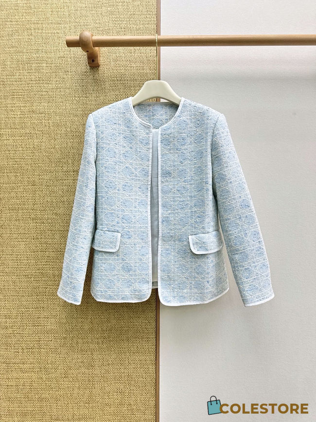 Colestore Dior Macrocannage Cropped Jacket Sky Blue Cotton - 1