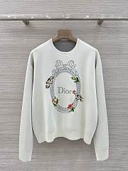 Colestore Dior Dioramour Sweater Gray Silk-Cotton-Blend Knit with Embroidery - 1