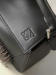 Colestore Loewe Small Puzzle bag with fringe in classic calfskin leather Dark Black/ Chestnut 24x16.5x10.5cm - 3