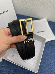 Colestore YSL  Saint Laurent Cassandre Belt in smooth leather in Black - 5