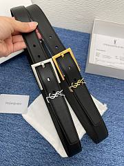 Colestore YSL  Saint Laurent Cassandre Belt in smooth leather in Black - 3