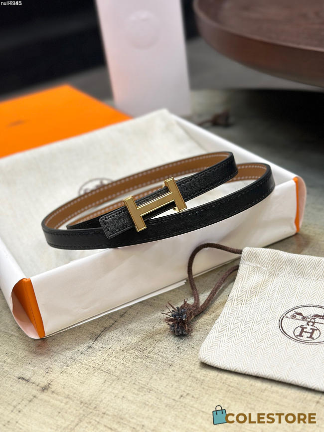 Colestore Hermes Focus belt buckle & Reversible leather strap 13 mm noir / gold - 1