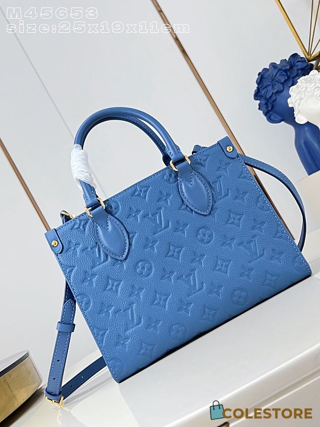 Colestore Louis Vuitton OnTheGo PM Monogram Empreinte Leather Blue Jean 25x19x11.5cm - 1