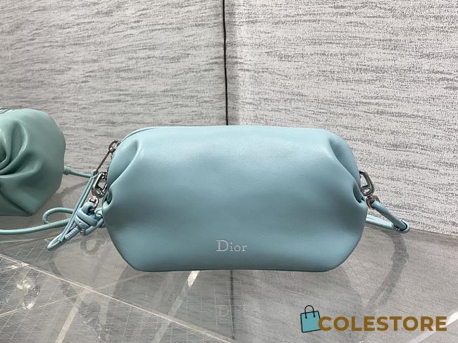 Colestore Dior Bow Pouch Bleu Tourmaline Supple Lambskin 20x8x11cm - 1