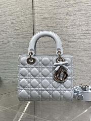 Colestore Dior Small Lady Dior Bag with Strap Ice Blue Cannage Lambskin 20x18x8cm - 1