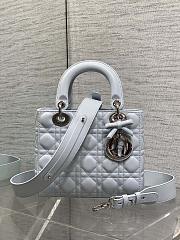 Colestore Dior Small Lady Dior Bag with Strap Ice Blue Cannage Lambskin 20x18x8cm - 5