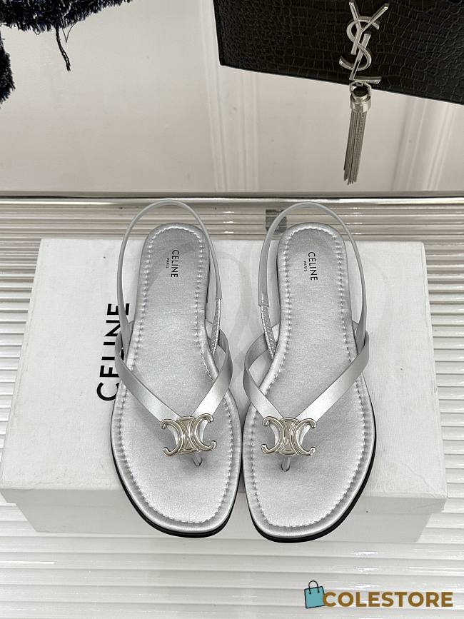 Colestore Celine Biki Sandal In Calfskin Silver - 1