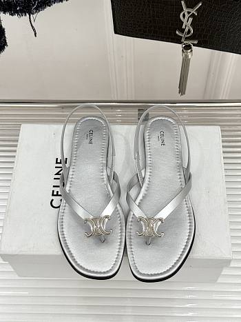 Colestore Celine Biki Sandal In Calfskin Silver