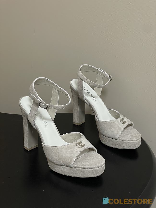 Colestore Chanel Sandals   Suede Kidskin  Gray - 1