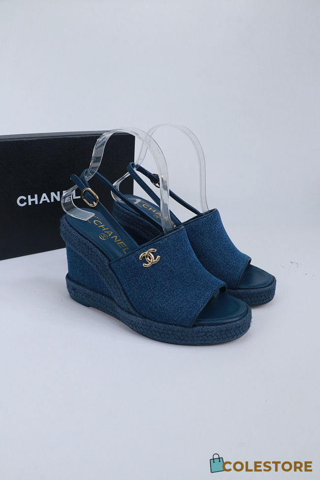 Colestore Chanel Sandals   Washed Denim  Blue - 1