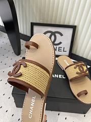 Colestore Chanel Mules   Raffia & Lambskin  Beige & Brown - 6