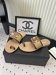 Colestore Chanel Mules   Raffia & Lambskin  Beige & Brown - 4