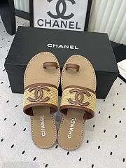 Colestore Chanel Mules   Raffia & Lambskin  Beige & Brown - 3