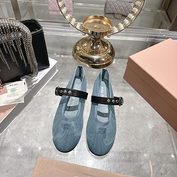 Colestore Miu Miu Mesh fabric ballerinas Anise