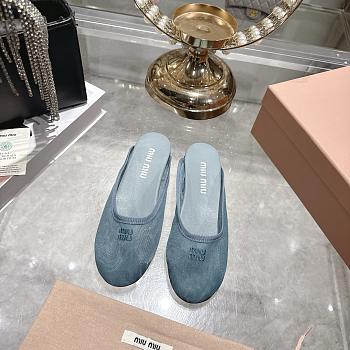 Colestore Miu Miu Mesh fabric slippers Aluminum