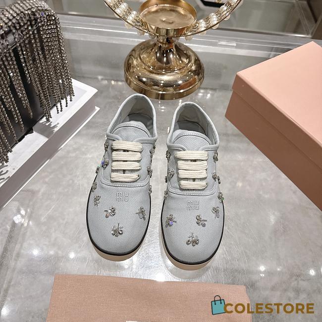 Colestore Miu Miu Embroidered drill sneakers Powder Blue - 1