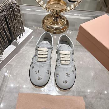 Colestore Miu Miu Embroidered drill sneakers Powder Blue