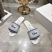 Colestore  Dior Dway Slide White and Blue Embroidered Cotton and Toile de Jouy Floral Garden Motif - 2