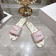 Colestore  Dior Dway Slide White and Songe Pink Embroidered Cotton and Multicolor Daisy Garden Motif - 6