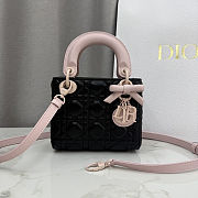 Colestore  Dior Mini Lady Dior Bag with Strap Black and Rose Soupir  Cannage Lambskin  17 x 15 x 7 cm - 1