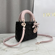 Colestore  Dior Mini Lady Dior Bag with Strap Black and Rose Soupir  Cannage Lambskin  17 x 15 x 7 cm - 6