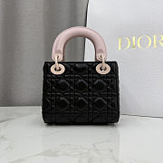 Colestore  Dior Mini Lady Dior Bag with Strap Black and Rose Soupir  Cannage Lambskin  17 x 15 x 7 cm - 5