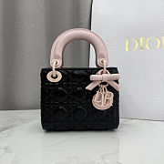 Colestore  Dior Mini Lady Dior Bag with Strap Black and Rose Soupir  Cannage Lambskin  17 x 15 x 7 cm - 4