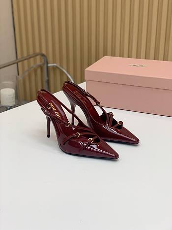 Colestore  Miu Miu Crimson Patent Leather Slingbacks With Buckles