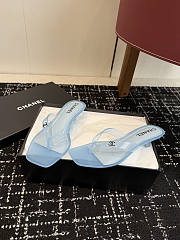 Colestore Chanel CC Logo Jelly Flip Flop Sandals Light Blue - 5
