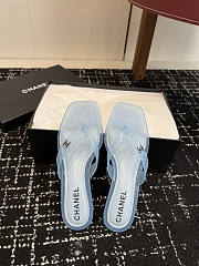 Colestore Chanel CC Logo Jelly Flip Flop Sandals Light Blue - 2