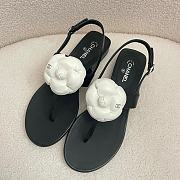 Colestore Chanel Camellia Sandals Glossy calfskin Black &  White - 6