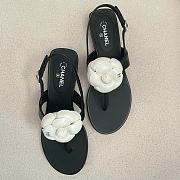Colestore Chanel Camellia Sandals Glossy calfskin Black &  White - 4
