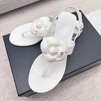 Colestore Chanel Camellia Sandals Glossy calfskin  White